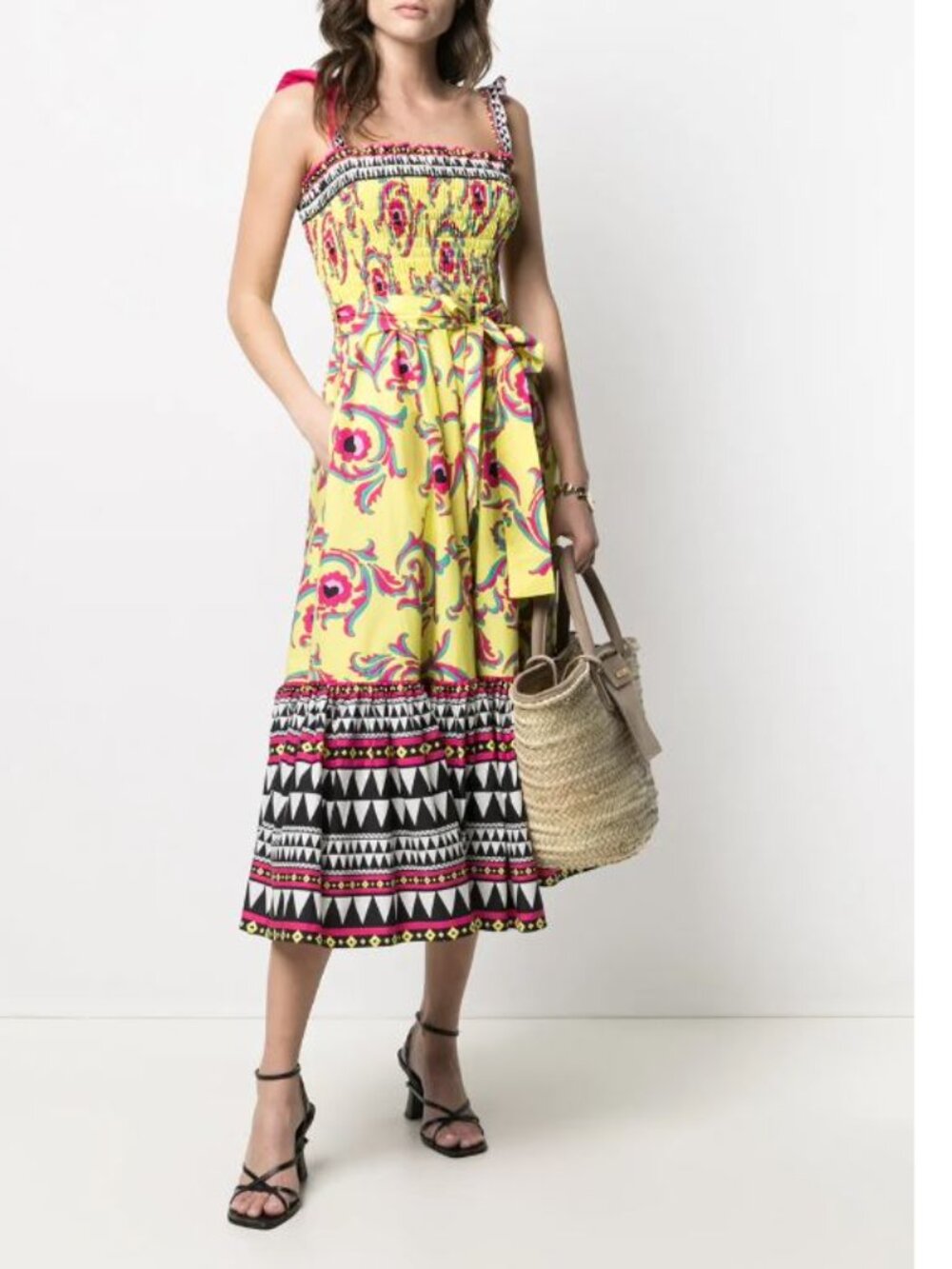 LA DoubleJ Cartwheel Giallo in Cotton Poplin Smock Dress | S